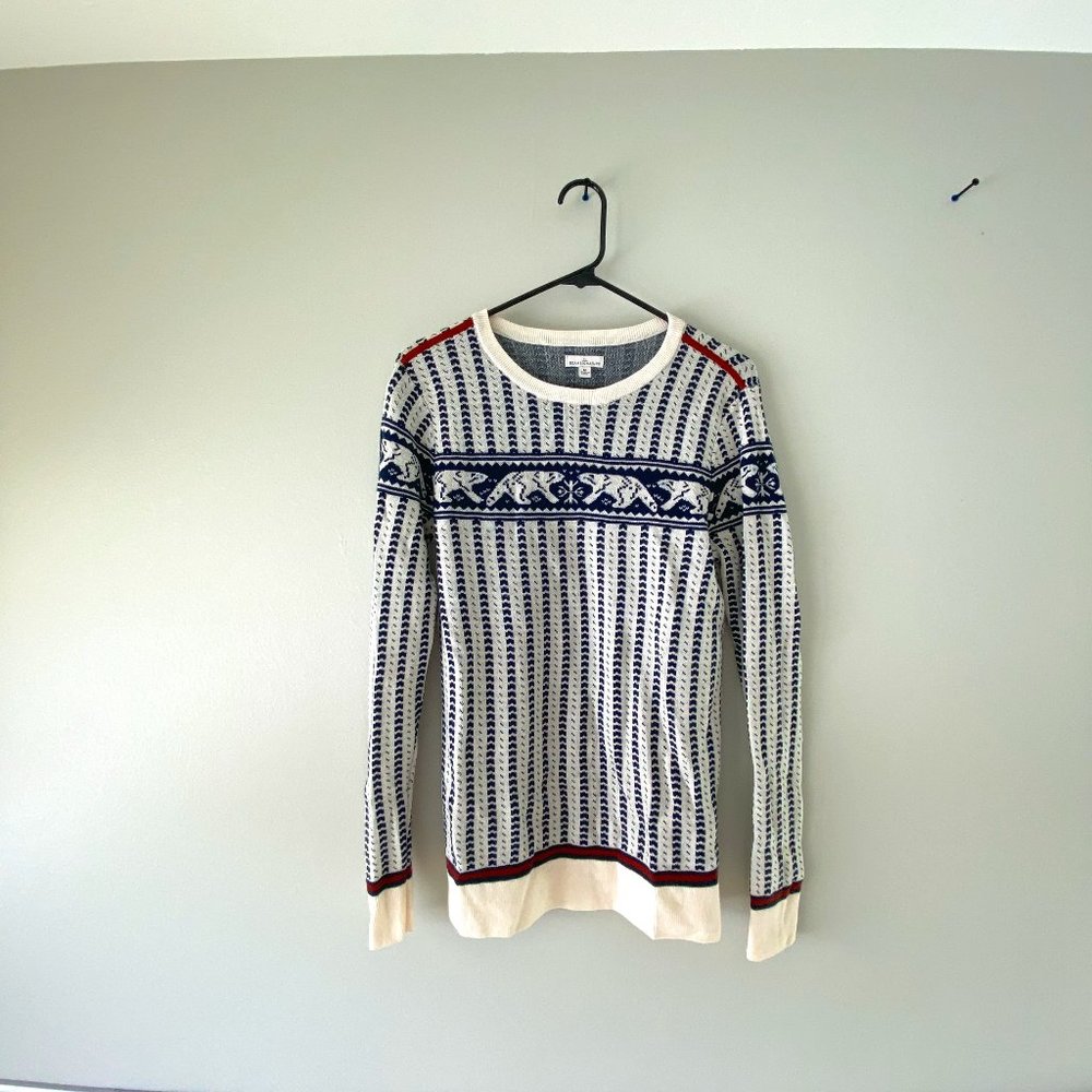 LL Bean Signature Merino Wool SOFT Polar Bear Fair Isles Sweater - Size M